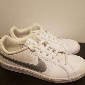 White & Silver Nike Court Royale Sneakers - Size 8